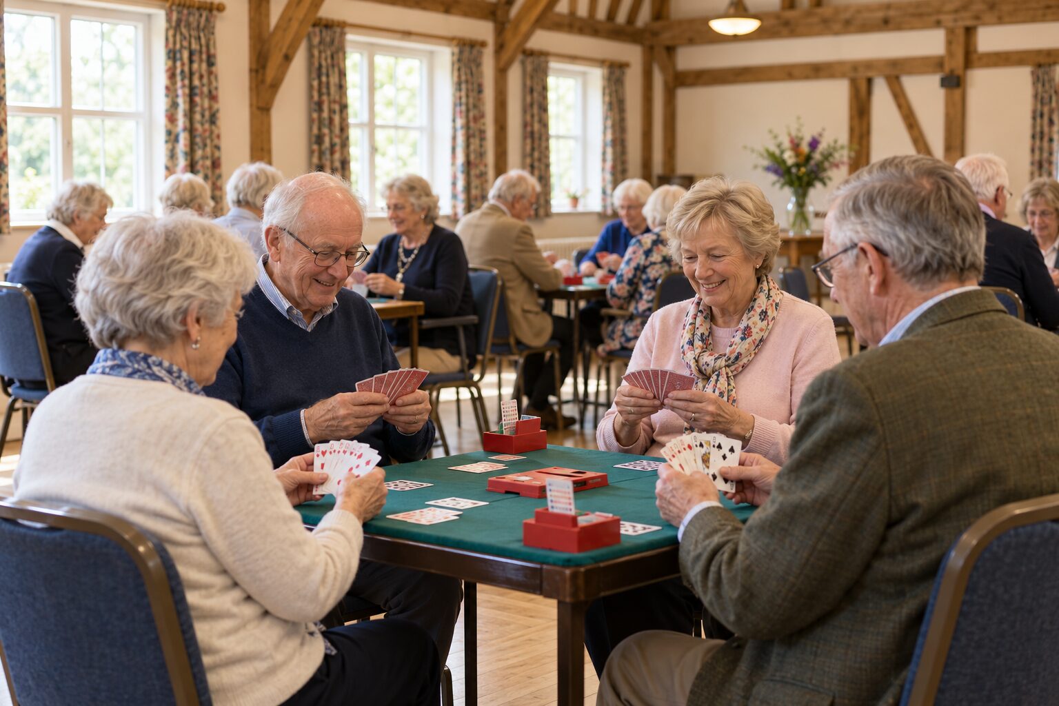 Illustrative image representing u3a Bridge Improvers Club at a community venue; AI-generated