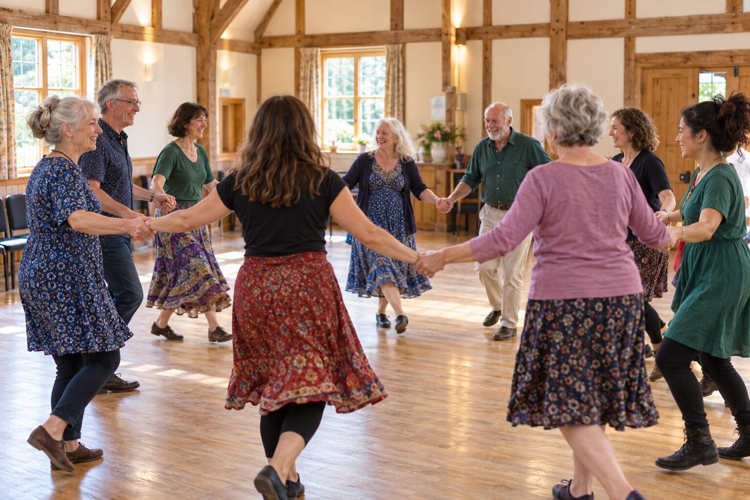Illustrative image representing Circle Dance at a community venue; AI-generated
