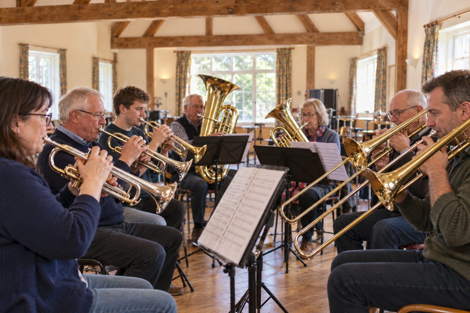 Illustrative image representing Top Brass at a community venue; AI-generated